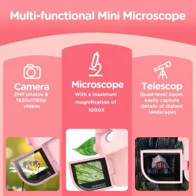 1000x Julysuns 768904940593 Microscope For Kids Handheld Mini Portable With 8 Adjustabl #2