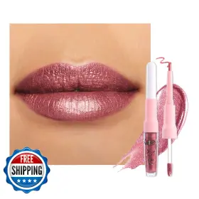 B0f13h2319 Kaely 2-in-1 Mauve Metallic Lipstick And Lip Liner Makeup Shimmer Liquid