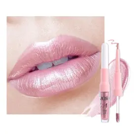 B0f13h3tbc Kaely 2-in-1 Light Pink Metallic Lipstick And Lip Liner Shimmer Liquid