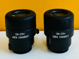 10450023 Leica Set Of 2 10x/23b Soft Eye Cups Wide-field Eyepieces. Tested