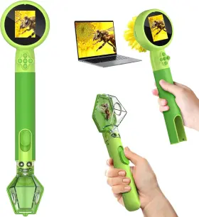 M5t2gr Leuoa Microscope For Kids With Bug Catcher Digital Portable Kit Green