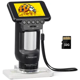 Lm013b-sd Linkmicro Lm013 Portable Mini Microscope For Kids And Adults Handheld Magnifi