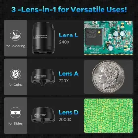 Lm249ms Linkmicro 3 Lens 10.1 Inch Hdmi Digital Microscope 2000x Soldering Camer #2
