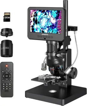 Lm266s Linkmicro 5 Lens Hdmi Digital Microscope 5000x For Adults Lab Biological Black
