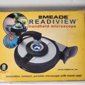 08020 Meade Readview Portable Compound Microscope And 25 Prepared Slides Box Vtg Rare #3