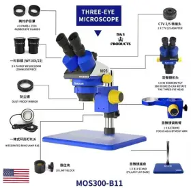Mos300-bd11hd Mechanic Mos300-b11hd Trinocular Stereo Microscope For Pcb Repair