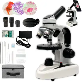 Xsp-117t Micromarvels Monocular Compound Microscope For Adults&study Beginners - White And Black