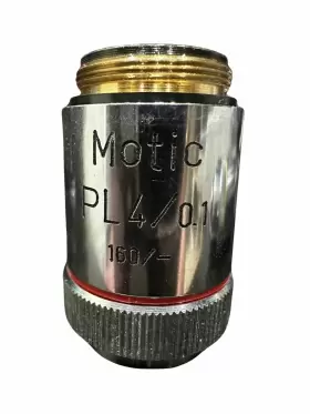 53773667 Motic Lot Of 3 4/0.1 10/0.25 100/1.25 Objectives For Microscope #2