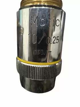 53773667 Motic Lot Of 3 4/0.1 10/0.25 100/1.25 Objectives For Microscope #3