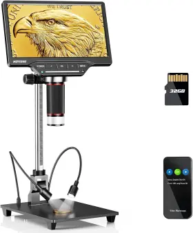 Mdm201 Moysuwe Hdmi Digital Microscope 1300x 16mp Coin With 10 Inch Stand