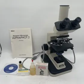 Alphaphot-2 Nikon Ys2-t Microscope With 4 Objectives Abbe 1.25 Condenser - Tested