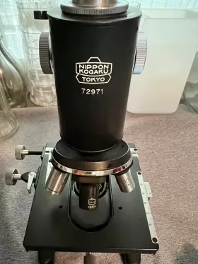 72971 Nikon Nippon Kogaku 1950s Kagaku Microscope With Binocular And Rare Camera Atch 3 Boxes #2