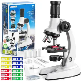 100x-1200x Novaluki 797457084270 65 Pieces Microscope Kit For Kids Ages 5-7 8-13 Magnification With 7