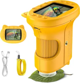 Inskam386 Oaeblle Kids Microscope 1000x Portable Mini Pocket With 2.4 Dark Yellow