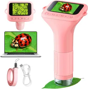 100x-1000x Odatay 711181764987 Microscope For Kids With 12 Slides 1080p Digital Handheld Micro