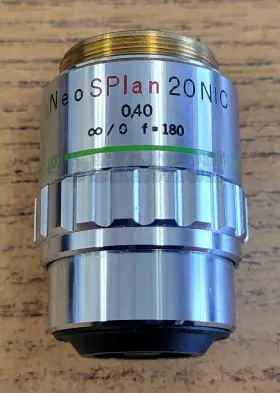 20nic Olympus Neosplan 0.40 /- F 180 Ic20 Microscope Objective Lens