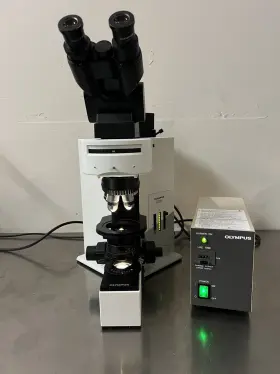 Bx60f-3 Olympus Compound Fluorescent Microscope With Objectives And Eyepieces