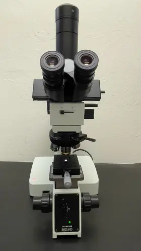 Mx40f Olympus Inspection Microscope With 4 Objectives And U-pmtvc Camera Adapter