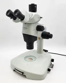 Szx10 Olympus Stereo Microscope With Trinocular Head And Transmitted Light Base