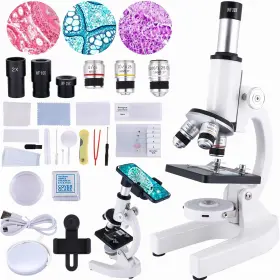 Oozstar 313101749717 Microscopio Con Kit De Portaobjetos Para Estudiantes Laboratorio Escolar En Casa