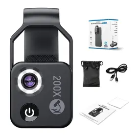 Opahthn 091977796484 200x Phone Mini Pocket Microscope With Led Light/universal Clip Nano Zoom Po