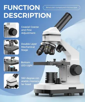 100x-2000x Pallipartners I060-a002 Compound Monocular Microscope For Kids Adult With Slides Set #3