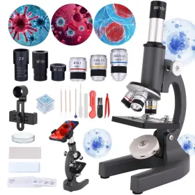 40-2000x Poothoh Xsp001 Gray Microscope For Adults Kids Magnification Compound Wi