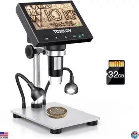 B08qfhxkl6 Rigol 1000x Digital Coin Microscope 4.3 Inch Screen Led Lights Metal Stand 32gb Sd Card