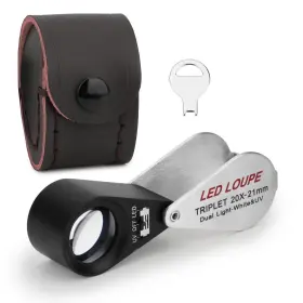 Ta-068 Rongon 20x Pocket Magnifier Mini Portable Magnifying Glass With 6 Led Uv Lights Illu
