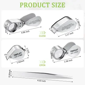 You-seewey-4 Seewey 4 Pcs 40x Metal Jewelers Loupe Magnifier With Light Illuminated Led Magnify Inch #2