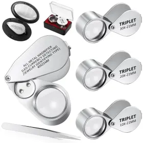 You-seewey-4 Seewey 4 Pcs 40x Metal Jewelers Loupe Magnifier With Light Illuminated Led Magnify Inch