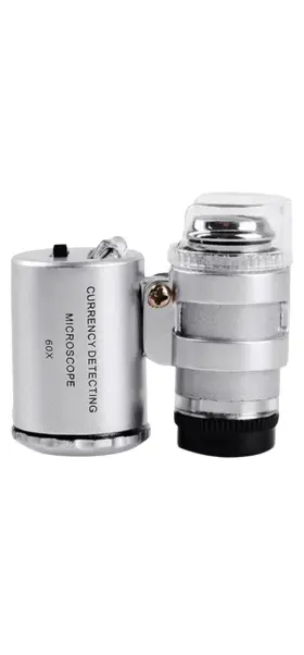 Cush27g43100payn Sewacc Pocket Microscope 60x Led Louoe With Light Currency Detector