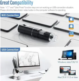 50x-1000x Skybasic 653334415516 Wireless Digital Microscope Magnification Wifi Portable #2