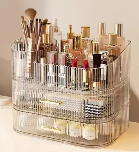 B0dp1gvslt Spaceluxe Makeup Organizer With Drawers And 360 Rotating Brush Holder Large Ca