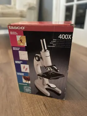 Lm400 Tasco Microscope In Original Box With Glass Specimen Slides 400x