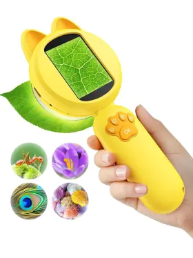 Think Academy 696168607658 Microscope For Kids - 2 Inches Lcd Screen With 8 Led Lights Por