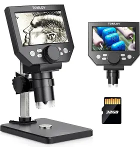 1-1000x Tomlov 973692193579 Lcd Digital Microscope 4.3 Inch 1080p 10 Megapixels Magnification Zoom