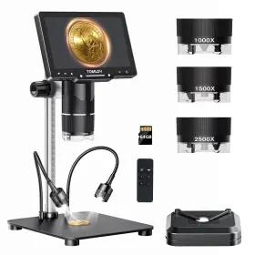 Tril107 Tomlov 3-lens Digital Microscope 7 Inch 2500x 2k Hdmi Coin Magnifier