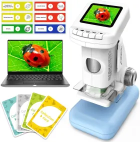 No.w5813a Tozuoup Microscope For Kids 1200x Pocket Portable Microscopes Blue
