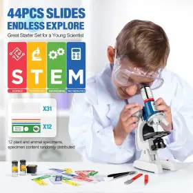 100x-1200x Uarzt 733420914281 58-piece Kids Microscope Kit - Magnification Metal Body Led Ligh #2