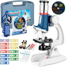 100x-1200x Uarzt 733420914281 58-piece Kids Microscope Kit - Magnification Metal Body Led Ligh