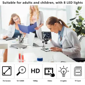 1200x Uf-tools 250653753828 7 Inch Lcd Digital Microscope With 64gb Tf Card Magnification 12mp Ultrapr #2