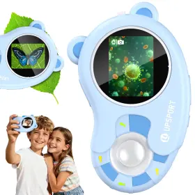 Acq-eu-hm020h-blue Upsport 2 In 1 Microscope For Kids Video Camera 2hd Ips Screen 1000x Handhel