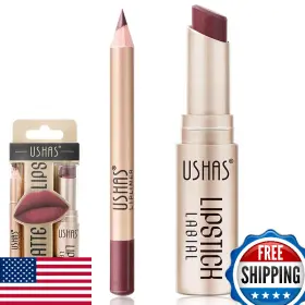 B0dm8jwg3q Ushas 2-in-1 Waterproof Matte Lipstick And Lip Liner Combo - Long Lasting