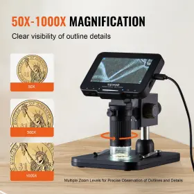 50x-1000x Vevor 840349955179 Digital Microscope 4.3 Inch Ips Screen Magnification 1080p Photo/ #3