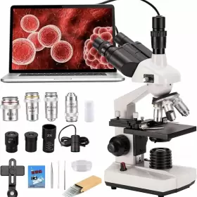 Fsxwj5000xsme13qf Vevor Compound Trinocular Microscope 40x-5000x Two-layer Mechanical Stage