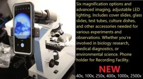 Skufsxwj2500xsm1jitdv5 Vevor Pro Professional Series Vii 40 X Lab 2500x Binocular Compound Microscope Led Illumination Phone Holder