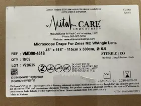 Vmd90-4518 Vital Care Industries Microscope Drape For Zeiss Md With Angle Lens