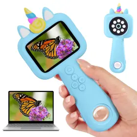 600x-4800x Vivid Glass 330-blue Magnify 2.4 Inch Kids Microscope Digital Camera Handheld Micro