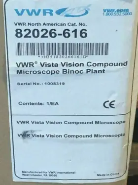 82026-616 Vwr New Vista Vision #82026-616 Compound Binocular Microscope 4x Objectives